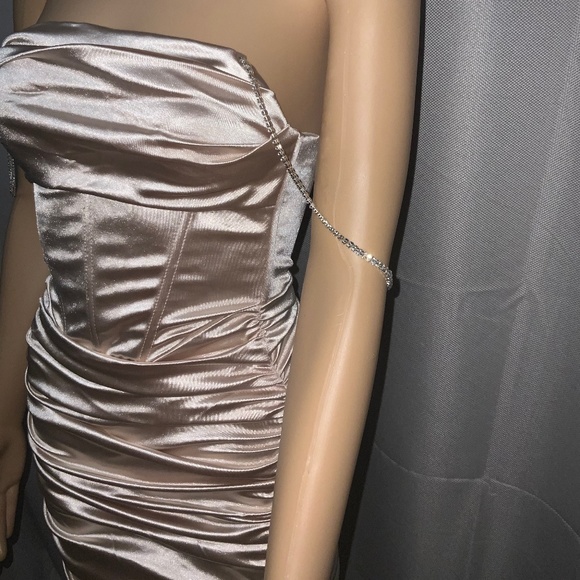 Corset Bodice Cocktail Dress. Champagne Color NWT. One size S left!. - Picture 8 of 11
